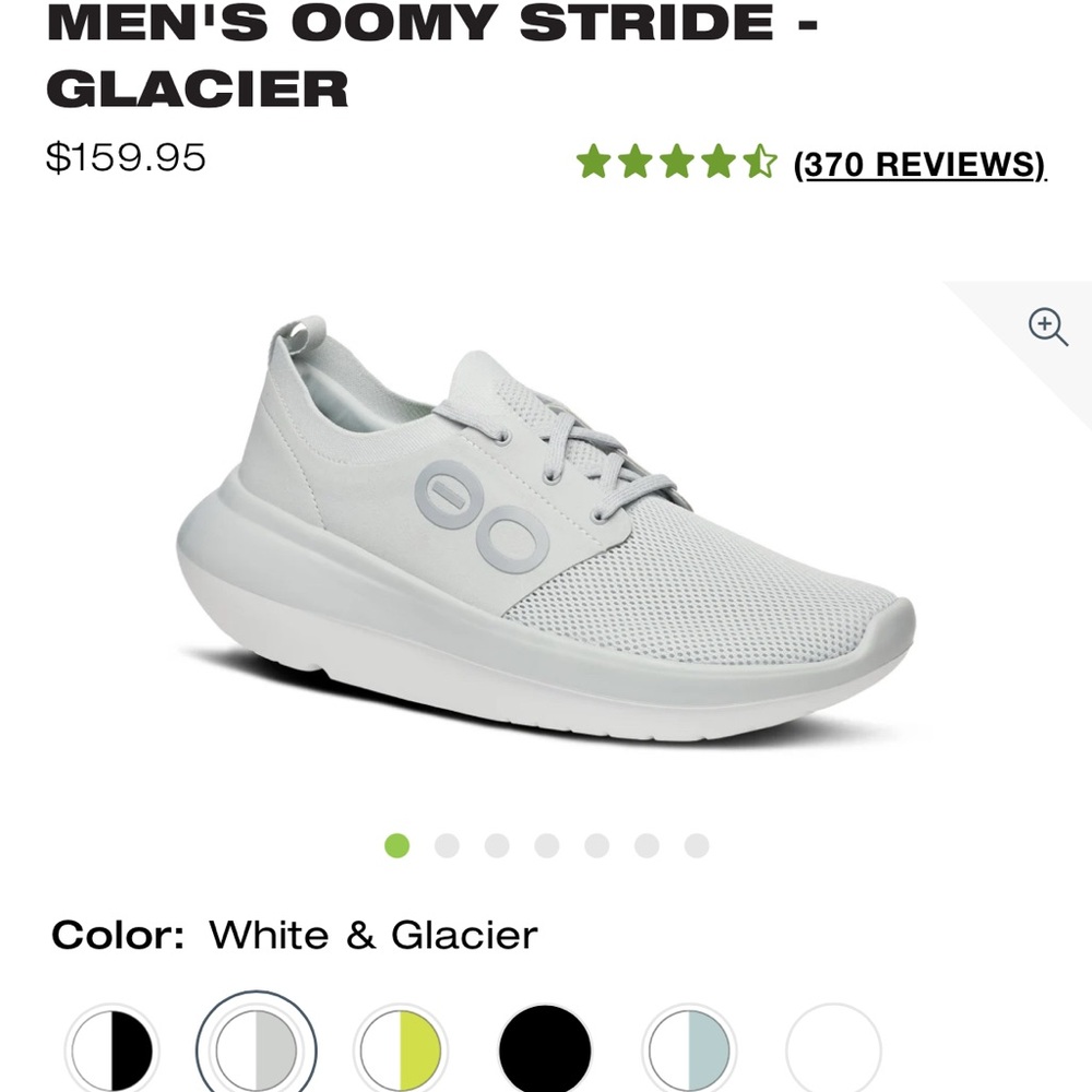 Men's White and Gray Sneakers by OOFOS